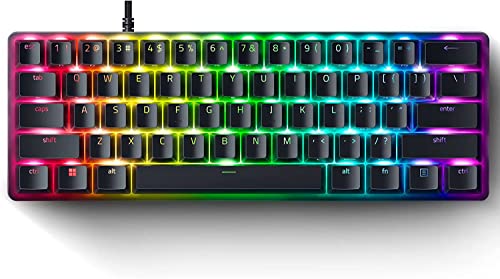 Razer Huntsman Mini (Red Switch) - Kompakte 60% Gaming Tastatur mit schnellen linear opto-mechanischen Schaltern (PBT-Tastenkappen, abnehmbares USB-C Kabel) QWERTY | US-Layout, Schwarz von Razer