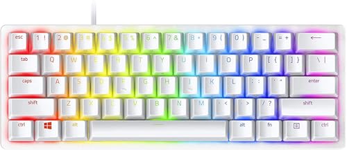 Razer Huntsman Mini (Purple Switch) - Kompakte 60% Gaming Tastatur (Klickende Optische Switches, Doubleshot PBT-Tastenkappen, Abnehmbares USB-C Kabel) QWERTY US-Layout | Mercury Weiß von Razer