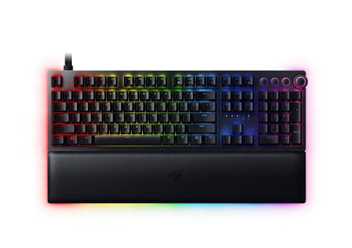 Razer Huntsman V2 (Red Switch) - Praktisch latenzfreie Optische Gaming-Tastatur (Lineare Optische Switches Gen-2, Doubleshot PBT-Tastenkappen, Handballenauflage) QWERTY US-Layout | Schwarz von Razer