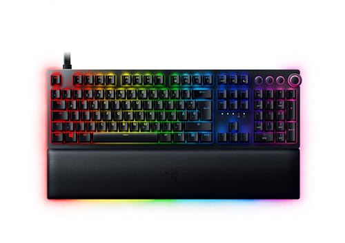 Razer Huntsman V2 (Analog Switch) - Gaming Tastatur mit analogen, opto-mechanischen Schaltern (Handballenauflage, digitaler Drehregler, Medientasten, Chroma RGB) QWERTZ DE-Layout | Schwarz von Razer