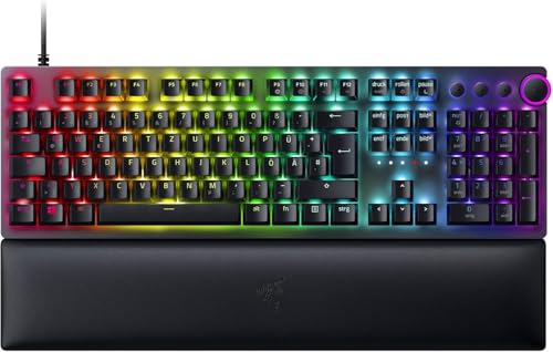 Razer Huntsman V2 (Purple Switch) - Praktisch latenzfreie optische Gaming-Tastatur (Handballenauflage, 4 Medientasten, Doubleshot PBT-Tastenkappen) QWERTZ| DE-Layout, Schwarz von Razer