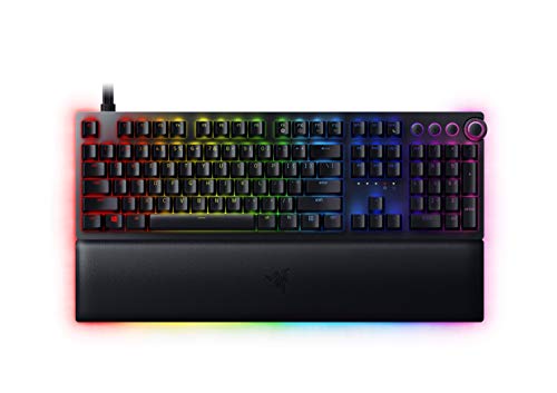 Razer Huntsman V2 Analoge Gaming-Tastatur analoge optische Schalter – Chroma RGB-Beleuchtung – magnetische Plüsch-Handgelenkauflage – spezielle Medientasten & Zifferblatt – klassisches Schwarz von Razer