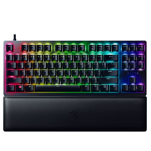 Razer Huntsman V2 TKL Tenkeyless-Gaming-Tastatur: Schnellste Tastatur-Switches überhaupt - Linear optische Schalter - Doubleshot PBT Keycaps - Ergonomische Handballenauflage - Classic Black, Keyboard von Razer