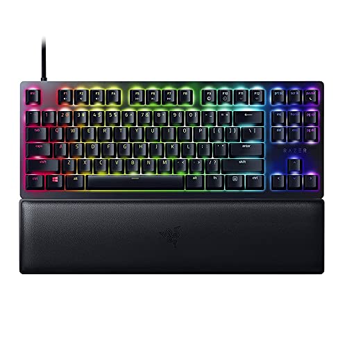 Razer Huntsman V2 Tenkeyless (Purple Switch) - Optische Gaming-Tastatur ohne Ziffernblock (Handballenauflage, HyperPolling, Doubleshot PBT-Tastenkappen) QWERTY| US-Layout, Schwarz von Razer