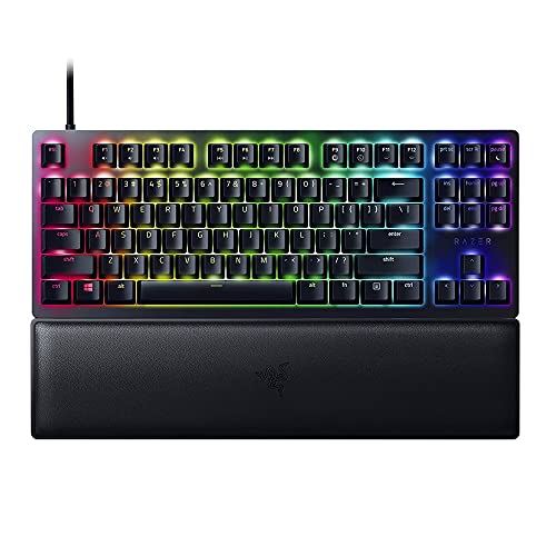Razer Huntsman V2 Tenkeyless (Purple Switch) - Optische Gaming-Tastatur ohne Ziffernblock (Klickende Optische Switches, Doubleshot PBT-Tastenkappen, Handballenauflage) QWERTY US-Layout | Schwarz von Razer