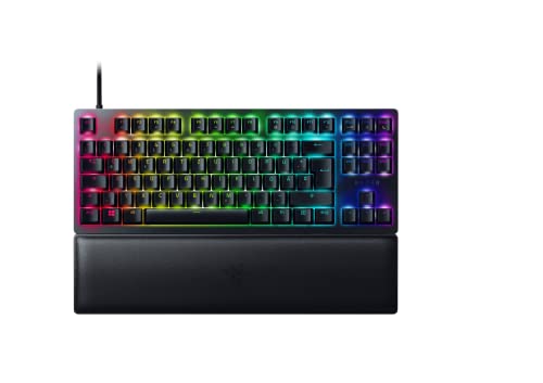 Razer Huntsman V2 Tenkeyless (Purple Switch) - Optische Gaming-Tastatur ohne Ziffernblock (Handballenauflage, HyperPolling, Doubleshot PBT-Tastenkappen) QWERTZ| DE-Layout, Schwarz von Razer