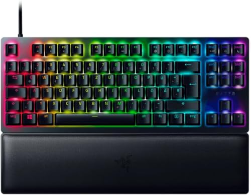 Razer Huntsman V2 Tenkeyless (Purple Switch) - Optische Gaming-Tastatur ohne Ziffernblock (Handballenauflage, HyperPolling, Doubleshot PBT-Tastenkappen) QWERTZ| DE-Layout, Schwarz von Razer