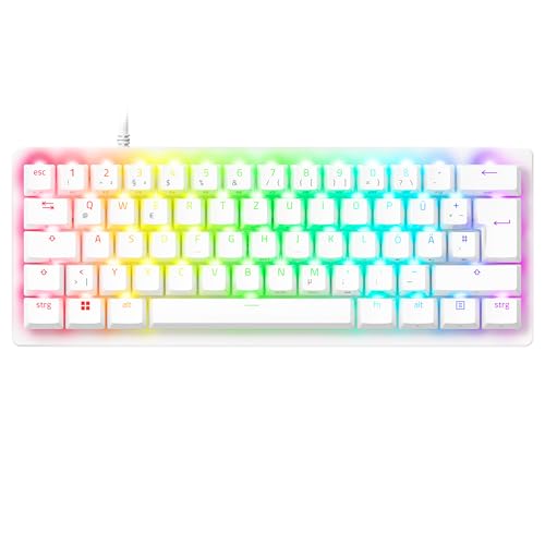 Razer Huntsman V3 Pro Mini - Analoge optische E-Sport Tastatur 60% Format - Snap Tap & Rapid Trigger (Mehrzweck Modifikator Tasten, Doubleshot-PBT-Tastenkappen) DE-Layout | Weiß von Razer