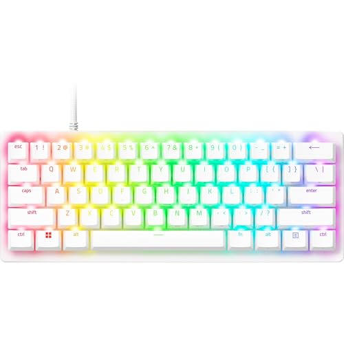 Razer Huntsman V3 Pro Mini - Analoge optische E-Sport Tastatur 60% Format - Snap Tap & Rapid Trigger (Mehrzweck Modifikator Tasten, Doubleshot-PBT-Tastenkappen) US-Layout | Weiß von Razer