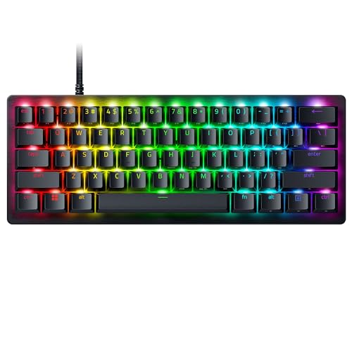 Razer Huntsman V3 Pro Mini - Analoge optische E-Sport-Tastatur im 60-%-Format (Digitaler Drehregler & Steuerungstaste, Texturierte Doubleshot-PBT-Tastenkappen) US-Layout | Schwarz von Razer