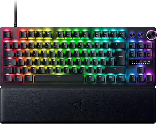 Razer Huntsman V3 Pro Tenkeyless - Analoge optische E-Sport-Tastatur ohne Ziffernblock (Digitaler Drehregler & Steuerungstaste, Texturierte Doubleshot-PBT-Tastenkappen) DE-Layout | Schwarz von Razer