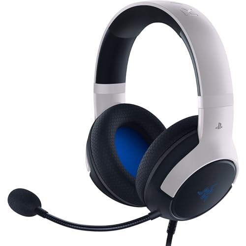 Razer Kaira X - Kabelgebundes Headset für PlayStation 5 (50 mm-Treiber, Hyperclear Kardioiden-Mikrofon, Lautstärkeregler, Mikrofon-Stumm-Taste) Schwarz-Weiß von Razer