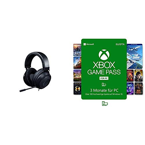 Razer Kraken - Gaming Headset (Kabelgebundene Headphones für PC, 50mm Treiber, 3,5mm Audio-Klinkenstecker mit In-Line Fernbedienung) + Xbox Game Pass für PC (3 Monate) von Razer