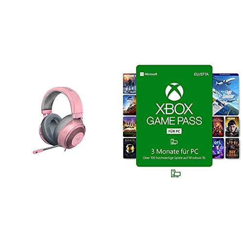 Razer Kraken - Gaming Headset (Kabelgebundene Headphones für PC, PS4, Xbox One & Switch, 50mm Treiber, 3,5mm Audio-Klinkenstecker mit In-Line Fernbedienung) + Xbox Game Pass für PC (3 Monate) von Razer