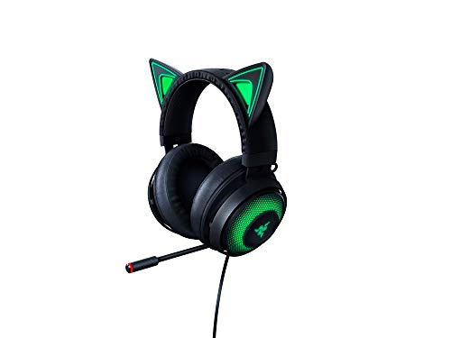 Razer Kraken Kitty Edition - Gaming-Headset (Chroma-Beleuchtung, Verkabelt für plattformübergreifendes Spielen, 50-mm-Treiber, 3,5-mm-Kabel mit Line-Controls) Schwarz von Razer