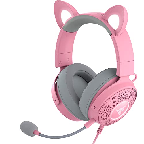 Razer Kraken Kitty V2 Pro - Kabelgebundenes RGB-Headset mit austauschbaren Ohren und Reaktive Stream-Beleuchtung (TriForce Titanium 50mm-Treiber, HyperClear Cardioid-Mikrofon) Quartz von Razer