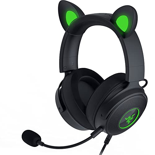 Razer Kraken Kitty Edition V2 Pro - Kabelgebundenes RGB-Headset mit austauschbaren Ohrhörern (Reaktive Stream-Beleuchtung, TriForce Titanium 50mm-Treiber, HyperClear Cardioid-Mikrofon) Schwarz von Razer