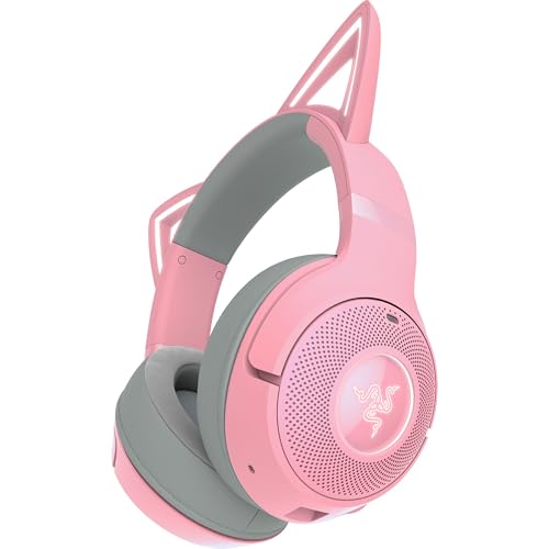 Razer Kraken Kitty V2 BT - Drahtloses Bluetooth RGB Gaming-Headset mit leuchtenden Katzenohren (Bluetooth 5.2 mit Gaming-Modus, TriForce 40mm Treiber) Quartz von Razer