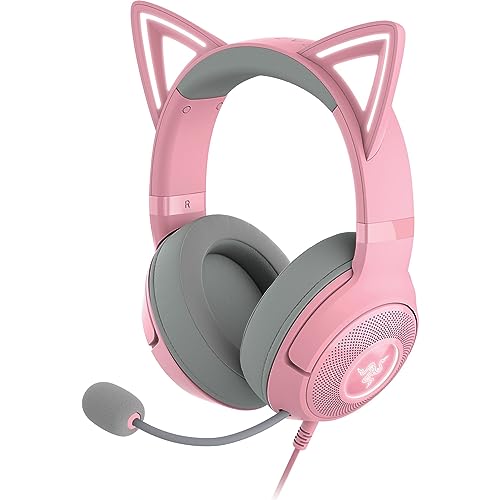 Razer Kraken Kitty V2 - Kabelgebundenes RGB-Headset mit Katzenohren (Reaktive Streaming-Beleuchtung, HyperClear Mikro, Triforce 40mm Treiber, 7.1 Surround Sound) Quartz von Razer