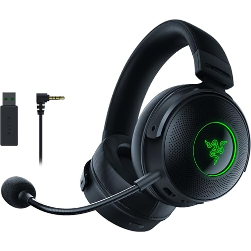 Razer Kraken V3 Pro - Kabelloses Gaming-Headset mit haptischer Technologie (Kopfhörer mit sensorischem Touch-Feedback, TriForce 50-mm Treiber, THX Spatial Audio) Schwarz von Razer