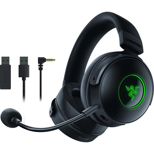 Razer Kraken V3 Pro - Kabelloses Gaming-Headset mit haptischer Technologie (Kopfhörer mit sensorischem Touch-Feedback, TriForce 50-mm Treiber, THX Spatial Audio) Schwarz von Razer