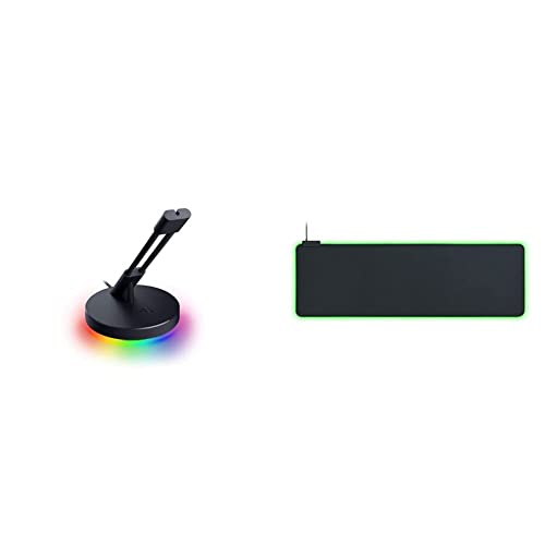 Razer Mouse Bungee V3 Chroma - Mauskabel-Halter mit RGB-Beleuchtung Schwarz & Goliathus Extended Chroma - Extra große weiche XXL Gaming Maus-Matte mit RGB Beleuchtung Schwarz von Razer