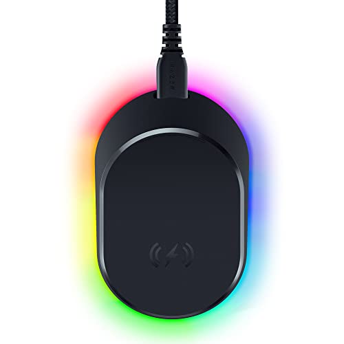 Razer Mouse Dock Pro & Charging Puck (Magnetische drahtlose Ladestation, Hyperspeed 8K Hz, 8 RGB Chroma Beleuchtung & Modul für kompatible Mäuse) Schwarz von Razer