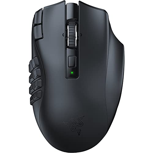 Razer Naga V2 HyperSpeed - Ergonomische Kabellose MMO Gaming Maus (19 Programmierbaren Tasten, Wireless (2,4 GHz), Bluetooth, Bis zu 250 Stunden, Focus Pro 30K Optischer Sensor) Schwarz von Razer