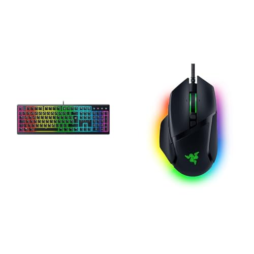 Razer Ornata V3 - Flache Mecha-Membran-Gaming Tastatur & Basilisk V3 - Kabelgebundene, anpassbare Gaming Maus mit Chroma RGB für PC/Mac von Razer