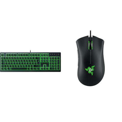 Razer Ornata V3 X - Flache Membran-Tastatur, mit Usb, Chroma RGB QWERTZ | DE-Layout, Schwarz & DeathAdder Essential (2021) - Essentielle Gaming-Maus mit optischem 6.400-DPI-Sensor Schwarz von Razer