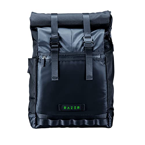 Razer Recon Rolltop Backpack (15.6") - Vielseitiger Allwetter-Rucksack (Rolltop-Design mit Reißverschlussöffnung, Wasser- und Abriebfeste Konstruktion, Steckplatz für Laptops bis 15 Zoll) Schwarz von Razer