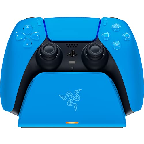 Razer Schnellladestation - Schnellladestation für PS5 Wireless-Controller (Schnellladung , Gebogenes Schalen-Design Einhändige Bedienung, Aufladen per USB) Blau von Razer