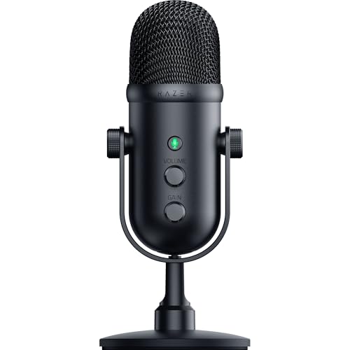 Razer Seiren V2 Pro - Professionelles USB-Mikrofon für Streamer (Dynamisches 30-mm-Mikrofon, Analoger Verstärkungsbegrenzer, Integrierter Stopfdämpfer Und Windschutz) Schwarz von Razer