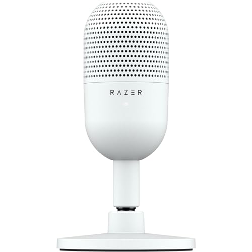 Razer Seiren V3 Mini - Ultrakompaktes USB-Mikrofon (14mm Kondensatormikrofon, Supernierencharakteristik, Tap-to-Mute-Sensor mit LED-Anzeige, integrierter Stoßdämpfer, Plug-and-Play-Design) Weiß von Razer