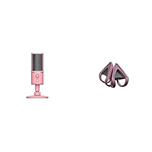 Razer Seiren X Quartz - USB Kondensator-Mikrofon für Streaming, Rosa, Pink & Kitty Ears Katzenohren Kraken Gaming Headsets einzigartiger Look und Design Rosa von Razer