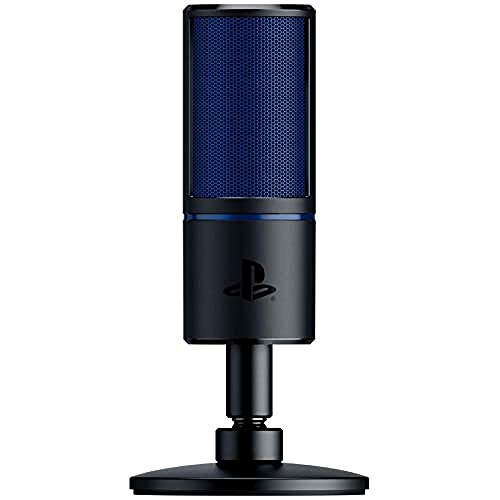 Razer Seiren X für Playstation - USB Kondensator-Mikrofon für Streaming auf der PS4 und PS5 (Kompakt mit Schockdämpfer, Superniere Aufnahmemuster, Stumm-Taste) Schwarz-Blau von Razer