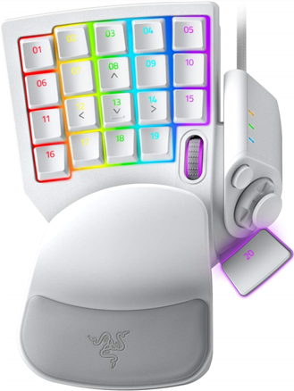 Razer Tartarus Pro - Tastenfeld - mit Scroll-Rädchen, 8-way directional thumbpad, Key-Map-Anzeige, Hyperesponse Daumentaste, Leertaste-Aktuator - hintergrundbeleuchtet - USB - Tastenschalter: Razer Analog Optical Switches - Mercury White (RZ07-03110200-R3M1) Razer Tartarus Pro - Tastenfeld - mit Scroll-Rädchen, 8-way directional thumbpad, Key-Map-Anzeige, Hyperesponse Daumentaste, Leertaste-Aktuator - hintergrundbeleuchtet - USB - Tastenschalter: Razer Analog Optical Switches - Mercury White (RZ07-03110200-R3M1) von Razer