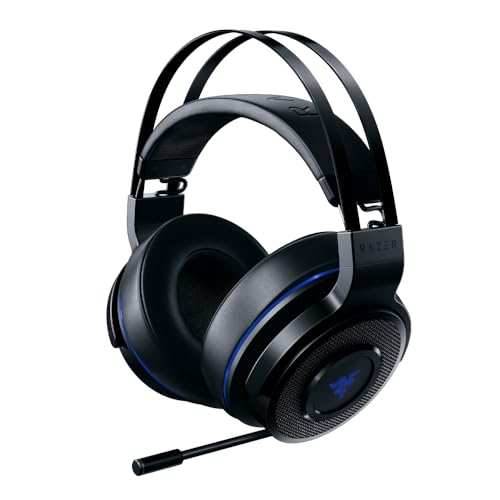 Razer Thresher für PlayStation - Wireless Gaming Headset für PS4, PS5 und PC (Kabellose Kopfhörer, 16 Stunden Akku-Laufzeit, On-Headset-Steuerung, Kunstleder-Ohrpolster) Schwarz-Blau von Razer