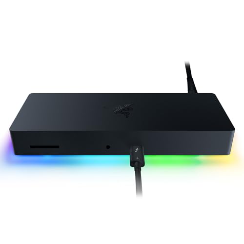 Razer Thunderbolt 4 Dock Chroma - Premium Hub mit RGB-Beleuchtung für Windows und Mac (10 Anschlüsse in einem, Ausgabe auf Zwei 4K-Monitoren oder einen 8K-Monitor) Schwarz von Razer