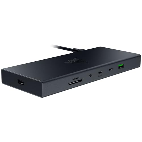 Razer USB 4 Dock - High-Speed-Dock für Gaming und Produktivität - 14-Port - Dual-Display-Unterstützung, Geräteaufladung (3X USB-C, 5X USB-A, HDMI, Gigabit Ethernet, 3.5mm Audio) Schwarz von Razer
