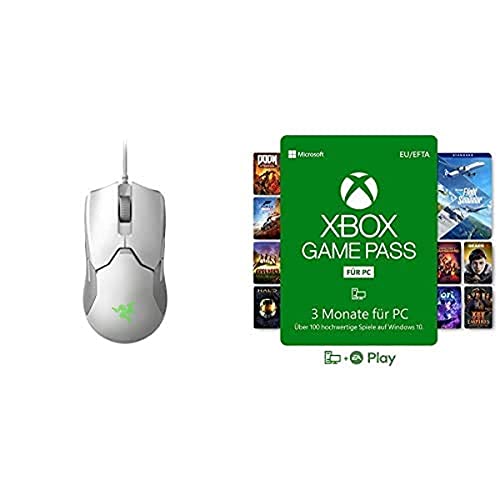 Razer Viper Mercury - Light Esports Gaming Mouse (Leichte beidhändige Gamer Maus mit 69g Gewicht, 5G Sensor, integrierter DPI-Speicher, RGB Chroma Beleuchtung) Weiß + Xbox Game Pass für PC (3 Monate) von Razer