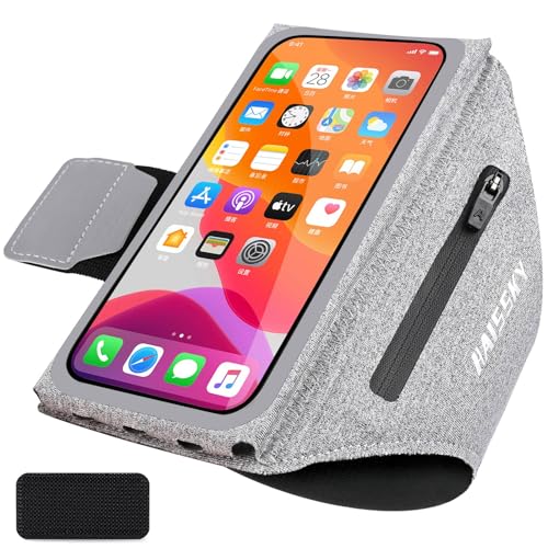 Handytasche Joggen mit Kopfhörertasche, RAZOBWS Armband Handy Arm Strap Band Hülle für iPhone 15 14 13 12 Plus Pro Max Galaxy S24 Ultra wasserdichter Gürtel mit verstellbarem 17,2 cm (6,8 Zoll) von Razobws