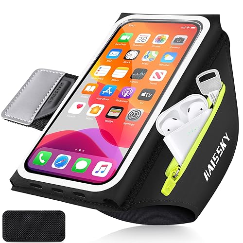 Handytasche Joggen mit Kopfhörertasche, Razobws Armband Handy Arm Strap Band Hülle für iPhone 16 15 14 13 12 11 Pro Max Galaxy S24 S23 Ultra wasserdichter Gürtel mit verstellbarem 17,2 cm (6,8 Zoll) von Razobws