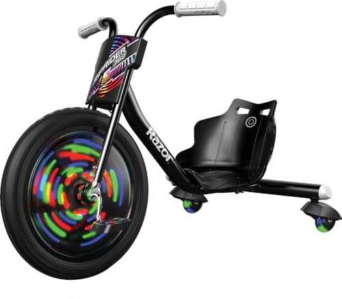 Razor RipRider 360 Lightshow -Trike mit hinteren Rollen und mit bewegungsaktivierten mehrfarbigen Lichtern, Drifting Ride auf 3 Rädern - für Kinder ab 5 Jahren von Razor