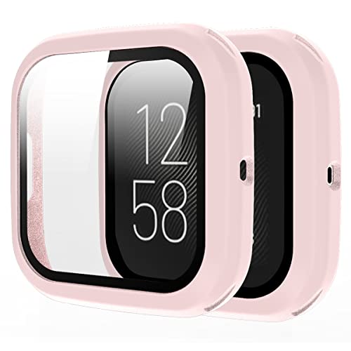 Rc-Z Displayschutzfolie für Fitbit Versa 2, harte matte PC-Schutzhülle, Rundum-Rahmen, Bumper, Vollgesichtsschutz, Schutzhülle für Fitbit Versa 2 Smartwatch, Rosa von Rc-Z