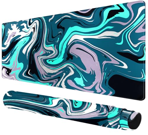 Rcege Großer Mauspad für Schreibtisch - 60 x 30 cm Gaming-Mauspad mit genähten Kanten, Nicht rutschender Unterlage, Schreibtischmatte für Tastatur und Maus (Abstract Green, 23.6x11.8 inch) von Rcege