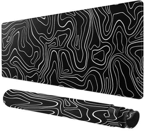 Großes Gaming Mauspad mit genähten Rändern, erweitertes Mauspad mit Rutschfester Unterlage, Schreibtischunterlage für Tastatur und Maus (Schwarze Linie, 800x400cm) von Rcege