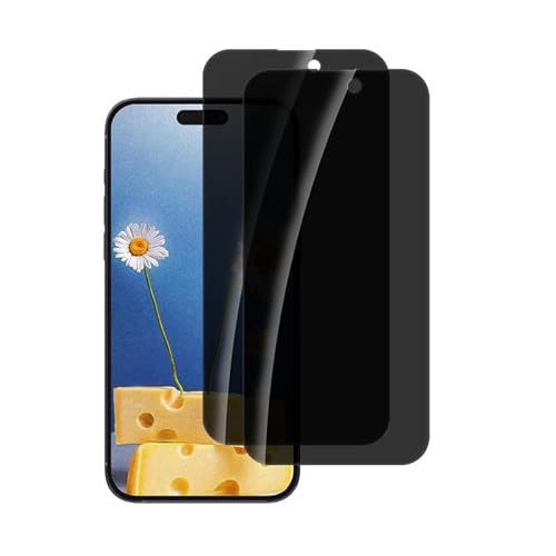 Rcokas [2 Stück für Schutzfolie Anti-spy iPhone 15 Pro Displayschutz Panzerglas Anti-spy iPhone 15 Pro Blickschutz, [HD][9H Härte][Anti-Kratzen][Frei von Kratzern] von Rcokas