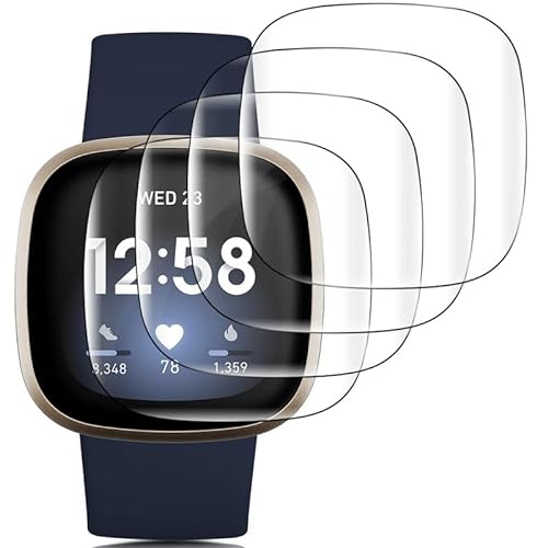 Rcokas [4 Stück für Displayfolie Fitbit Versa 3 Panzerglasfolie Fitbit Sense Schutzfolie Fitbit Versa 3 Displayschutz Fitbit Versa 3/Fitbit Sense Folie, [Soft TPU][HD Displayschutzfolie][Ultra-klar] von Rcokas