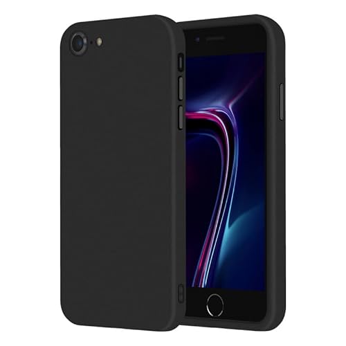 Rcokas für Handyhülle iPhone se 2022 Hülle Schwarz iPhone se 2020 Schutzhülle iPhone 7/8/se 2020/2022 Case Cover Black Silikon, Soft TPU, Stoßfest, rutschfest, Basic Standard von Rcokas